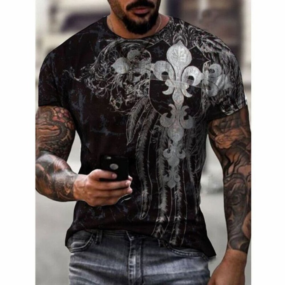 New Digital Print Casual Round Neck T-Shirt